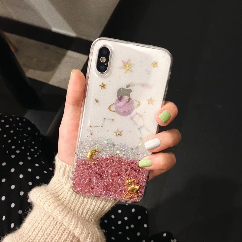 Роскошный мягкий чехол для iphone 6 6s 7 8 plus X в Корейском стиле с милым блестящим