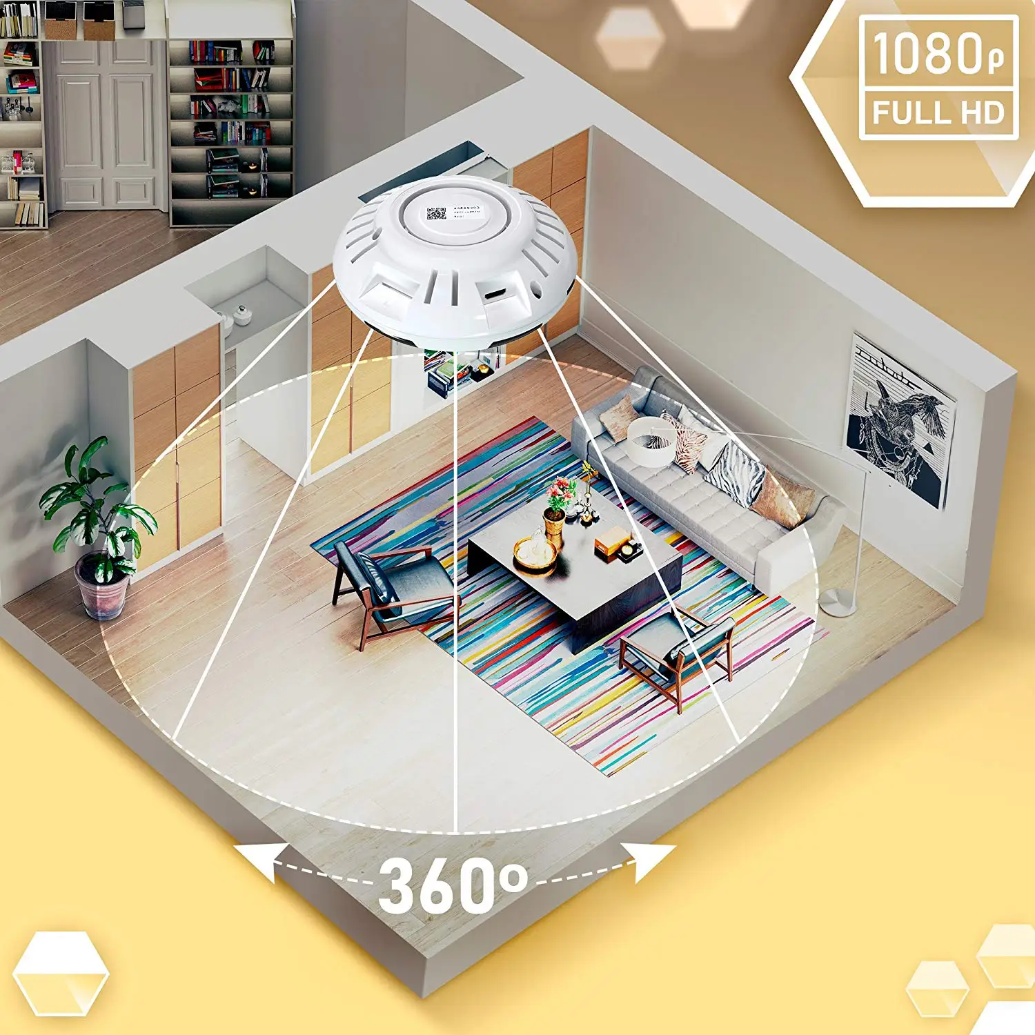 Камера видеонаблюдения рыбий глаз 360 градусов Wi Fi 1080p FULL HD|Видеокамеры °| |
