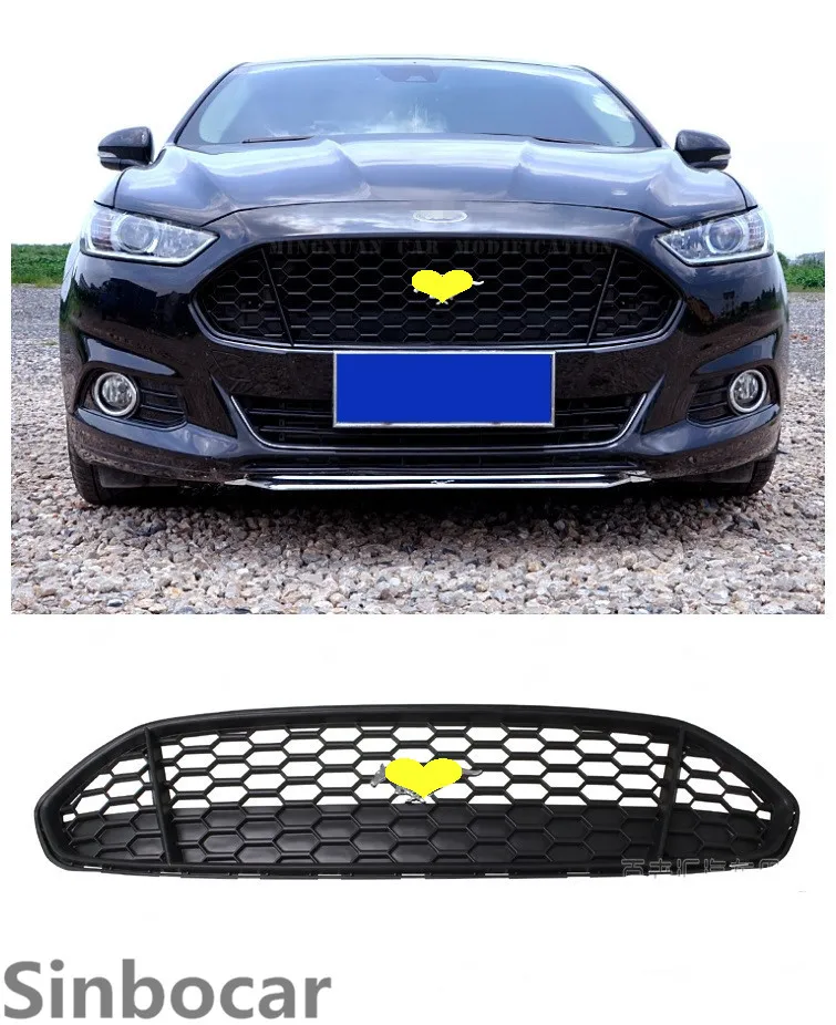 Черный ABS передний бампер Нижний капот решетка Накладка для Ford Fusion Mondeo 2013