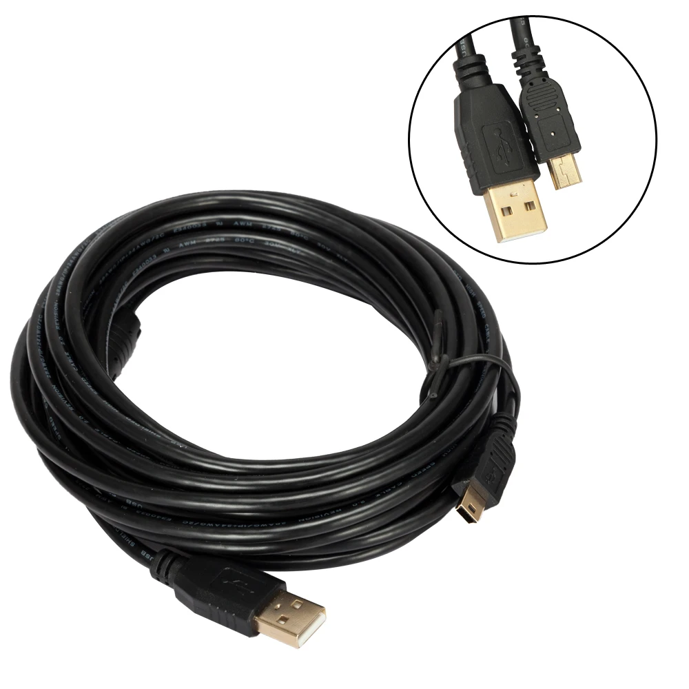 5 метров/10 метров длиной 2,0 Мини USB Бронзовый кабель для передачи данных Высокоскоростной шнур питания для зарядного устройства DSLR камеры sony PS3 контроллер
