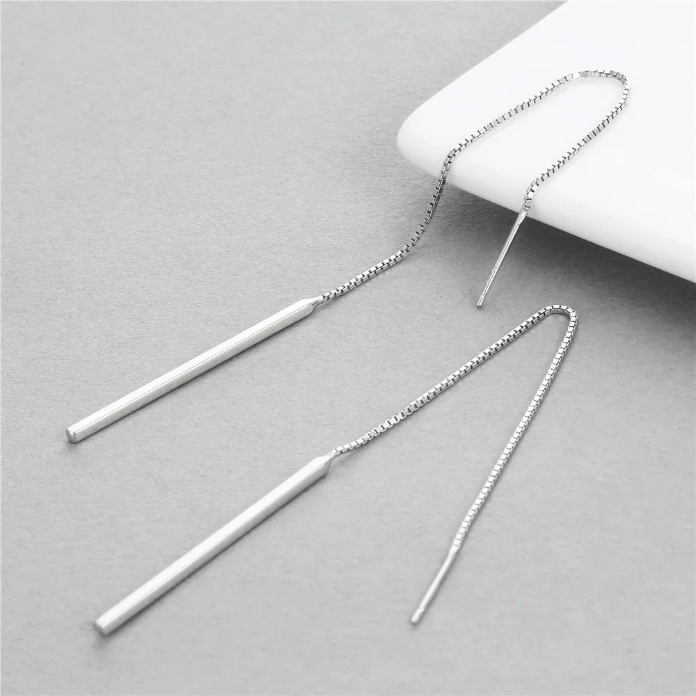 long bar ear line 100% 925 Sterling silver Jewelry fashion Hypoallergenic dangle earrings for women gift charms | Украшения и