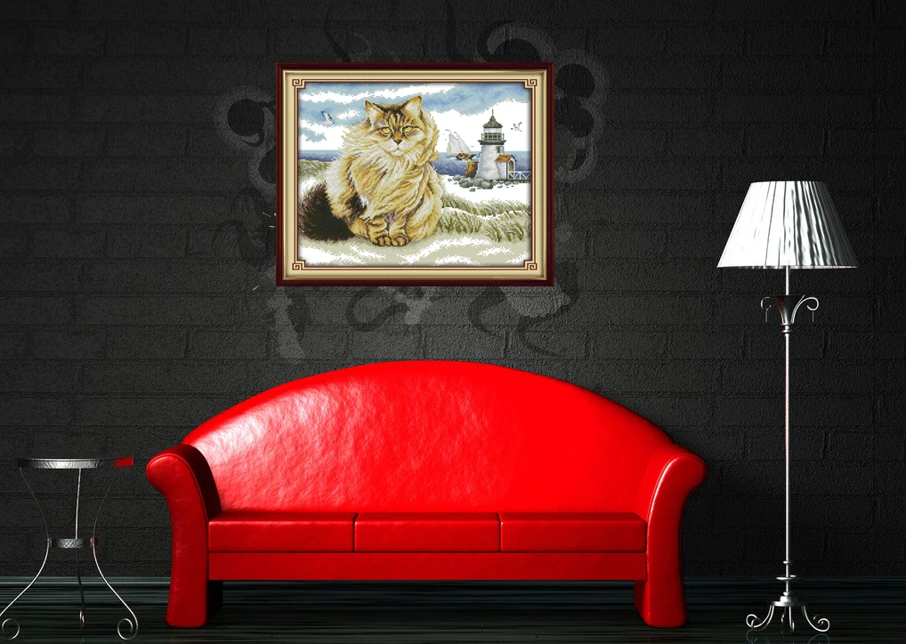 Набор для вышивки крестиком сделай сам жирные кошки и маяк сад коттедж ручная