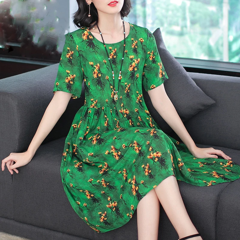 Женское шелковое платье в стиле ретро элегантное национальном с цветочным