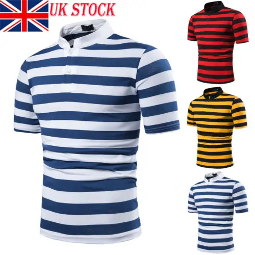 Мужская рубашка с коротким рукавом летняя повседневная полосатая отложным