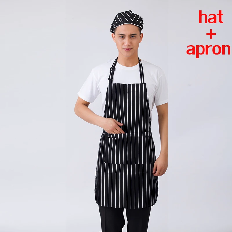 photo Фартук+ шляпа Кухня Повара фартуки работы столовой половина-длина длинный пояс фартук питание поваров отель форменная одежда официантов основные принадлежности - Цвет: photo