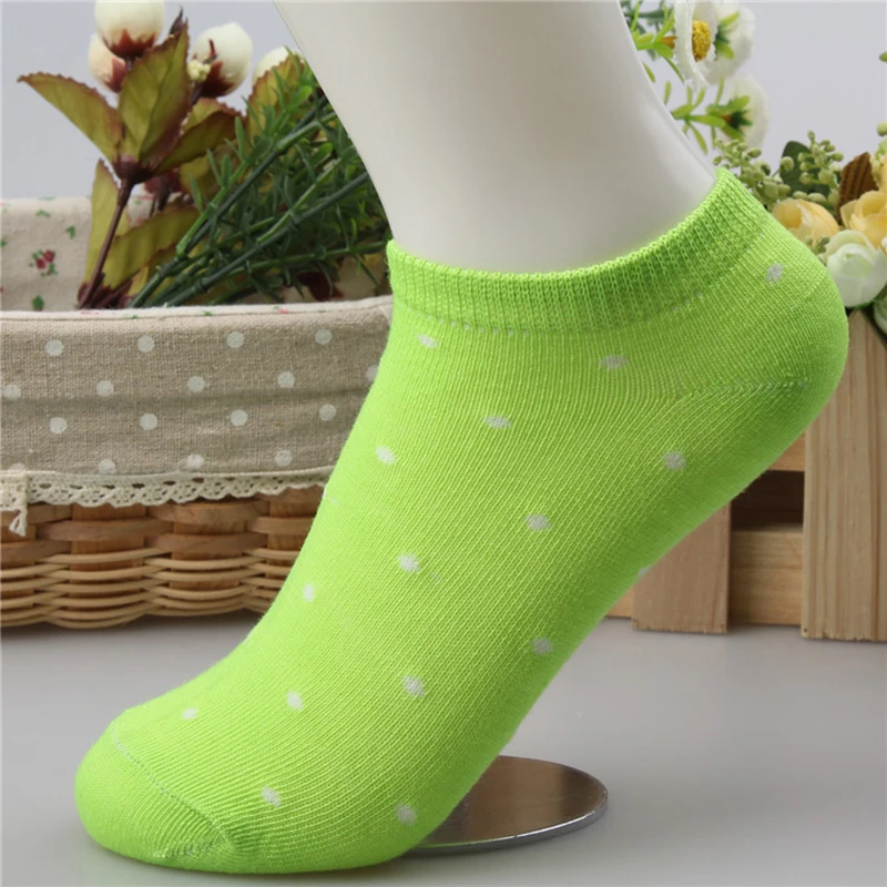 Women Cotton Sock Slippers Spring Summer Autumn Cute Candy Dot Invisible Ventilate Boat Socks Low Ankle Hosiery for Woman | Женская