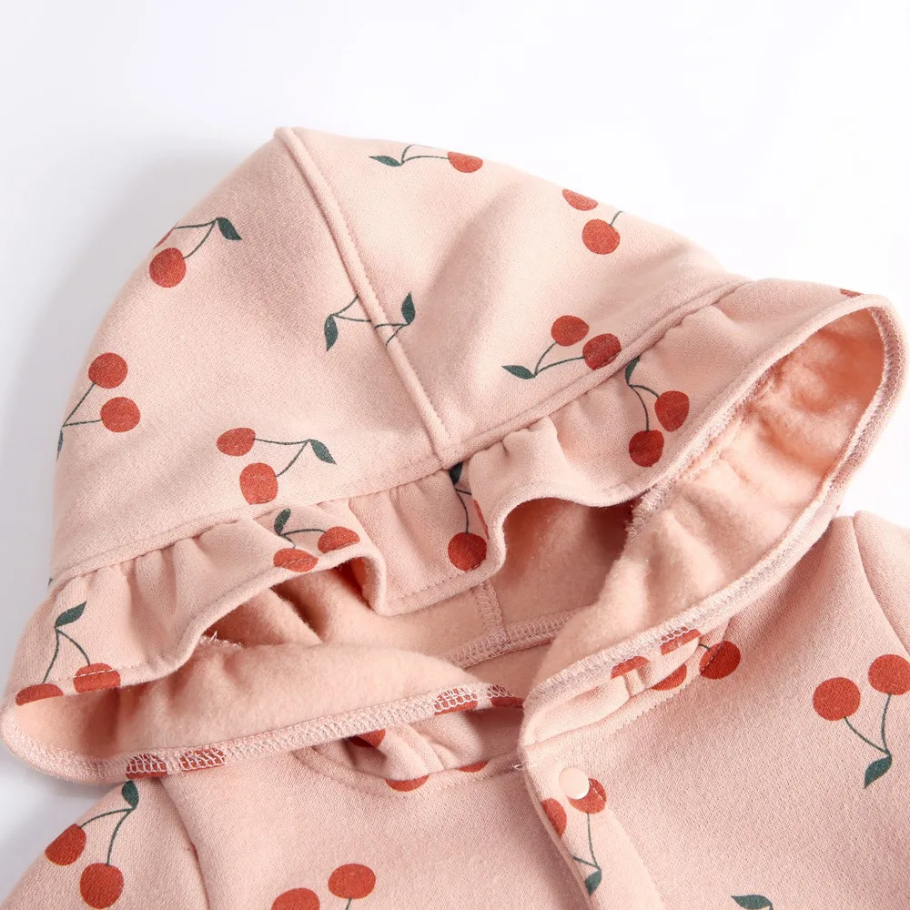 Для маленьких девочек костюм комбинезон Вишневый принт хлопок теплая весна