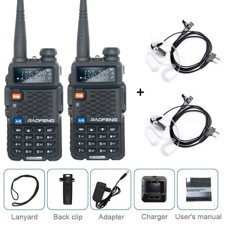 with earpiece 2 шт. BAOFENG BF-F8 рация UHF VHF Двухдиапазонный портативный любительский радиопередатчик 1800 мАч полицейский сканер мобильный трансивер похожие GT-3 - Цвет: with earpiece