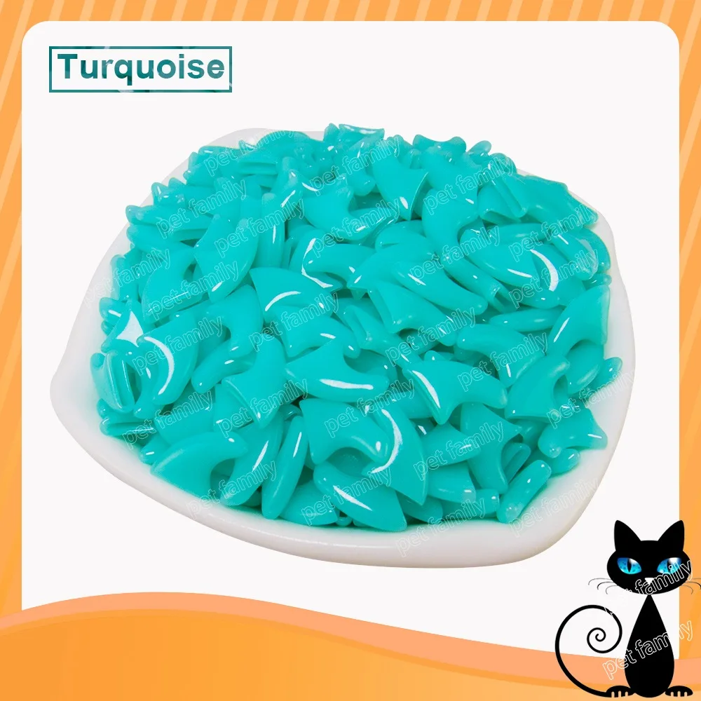turquoise Новейший цвет, 20 шт./лот, мягкие Когти для ногтей, когти, колпачки для ногтей, колпачки для лап, покрытие для ногтей для домашних животных с бесплатным клеевым клеем+ аппликатор - Цвет: turquoise