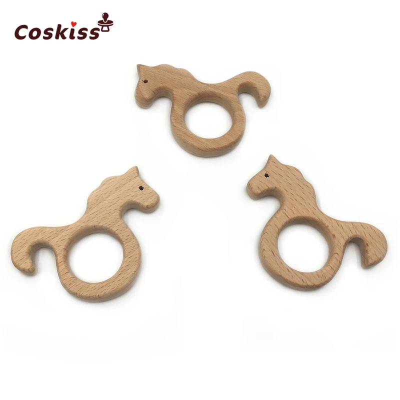 Mordedor de madera de haya Natural hecho a mano para beb&eacute;, colgante personalizado de madera, respetuoso con el medio ambiente, mordedor seguro para beb&eacute;-2