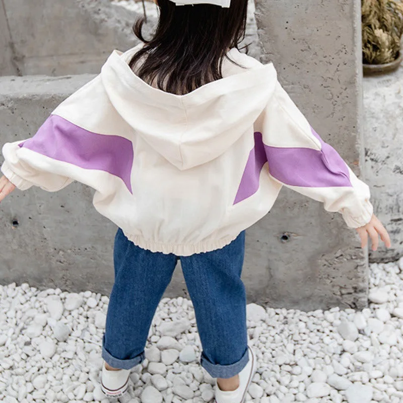 Модные осенне-весенние куртки с капюшоном для девочек кардиган маленьких детей