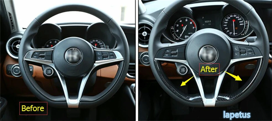 

Lapetus Steering Wheel Decorative Frame Cover Trim Fit For Alfa Romeo Giulia 2016 2017 2018 2019 2020 ABS Carbon Fiber Style