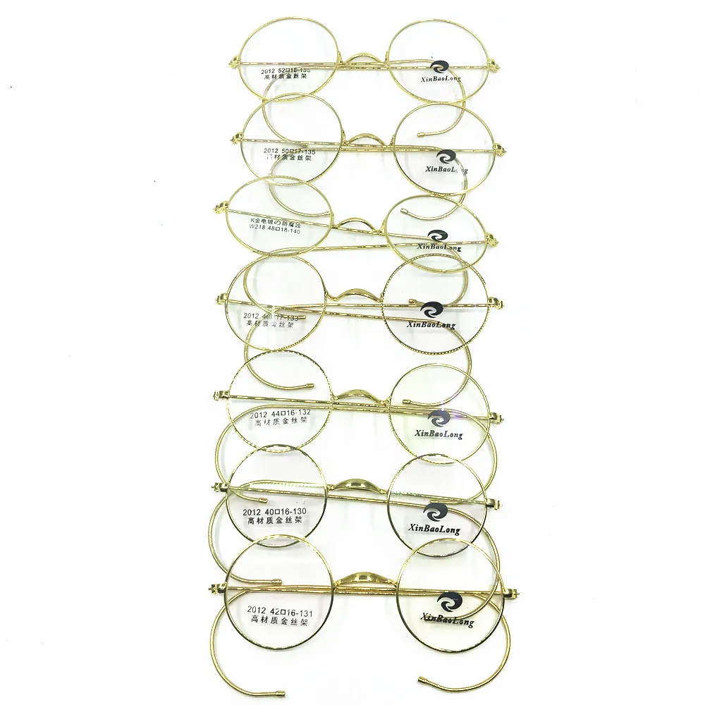 42mm Gold Vintage Antique Round Wire Rim Eyeglass Frames Full Rim Ear Hooks Myopia Rx able Glasses Brand New Good Quality - Цвет оправы: 42mm Gold