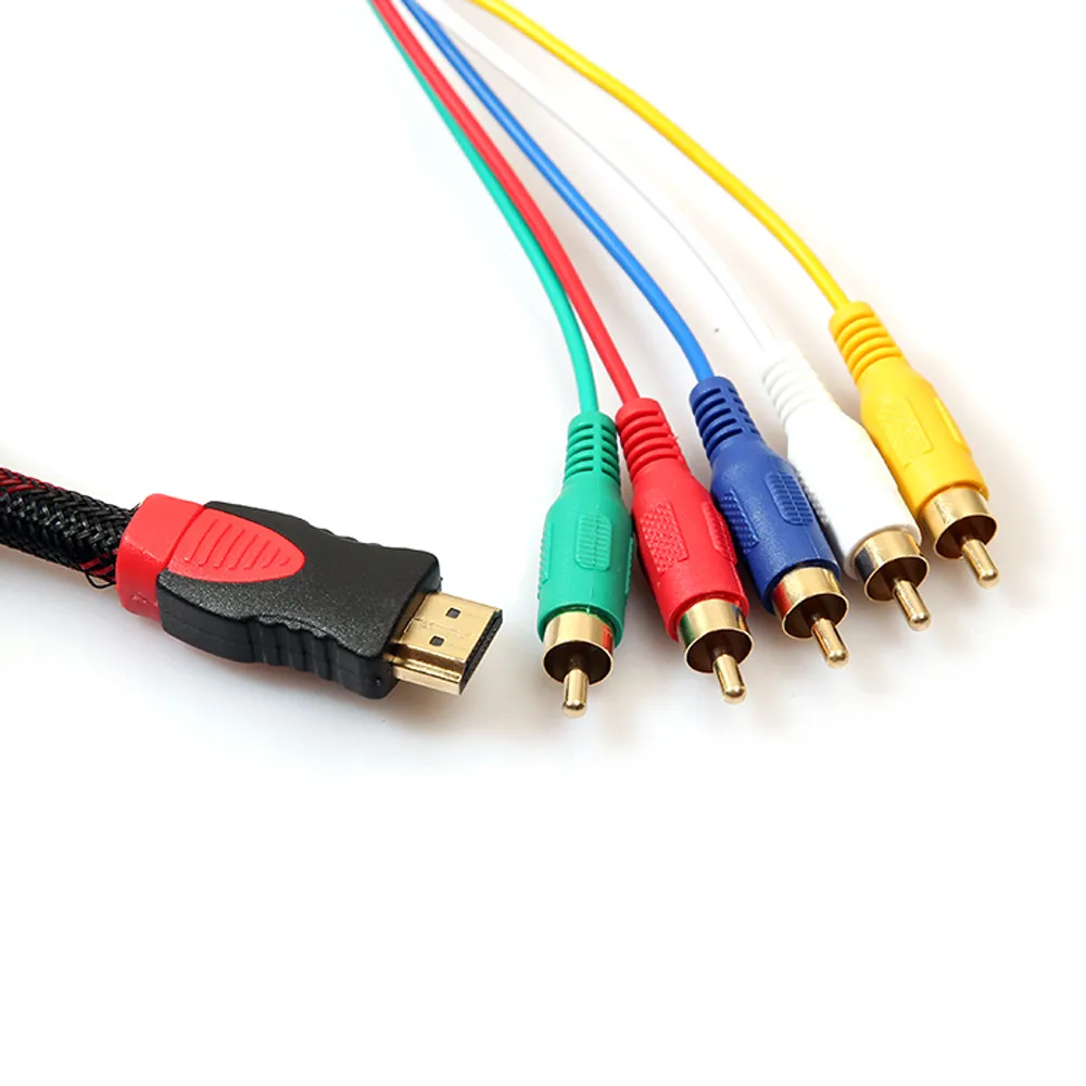 Кабель переходник с HDMI на 5RCA штекер 1 5 м для HDTV 1080P УДЛИНИТЕЛЬ Прямая
