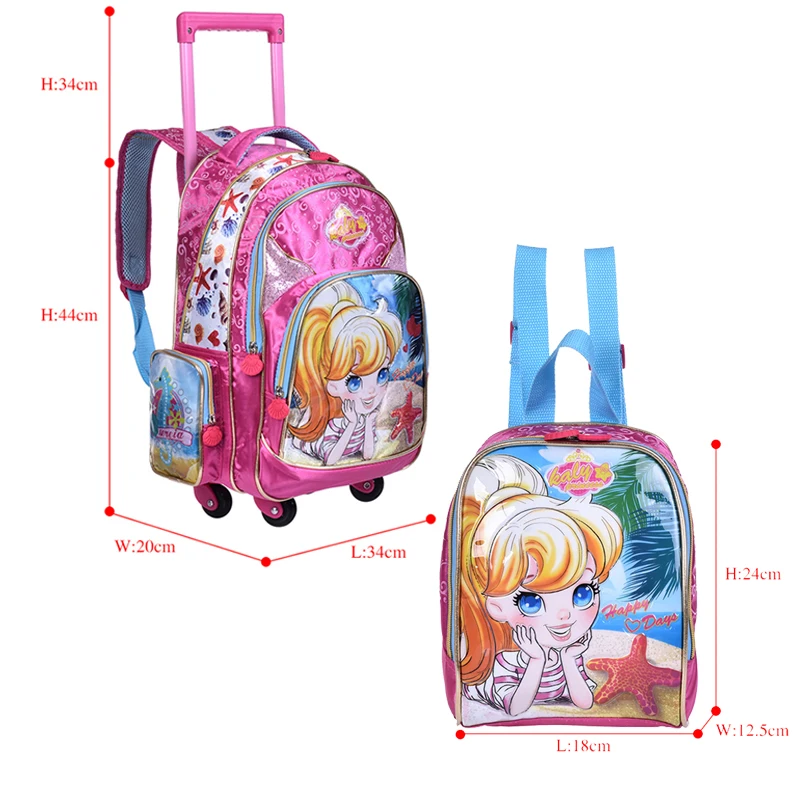 Wenjie brother, новые детские школьные сумки с колесами, багажный набор, рюкзак Mochila Infantil Bolsas для мальчиков и девочек