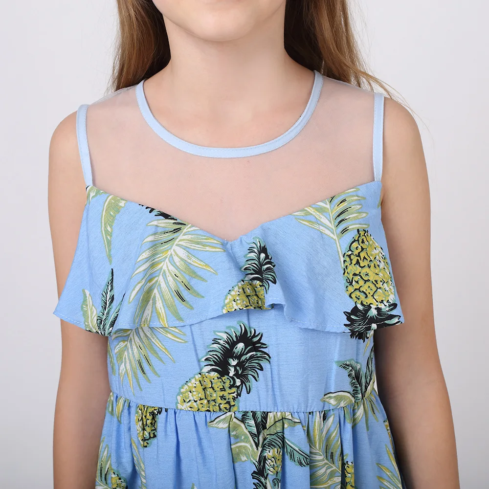 Summer Girls Dress For Party and Wedding Pineapple Print Fashion Kids Clothing Sleeveless Vestido Infantil |
