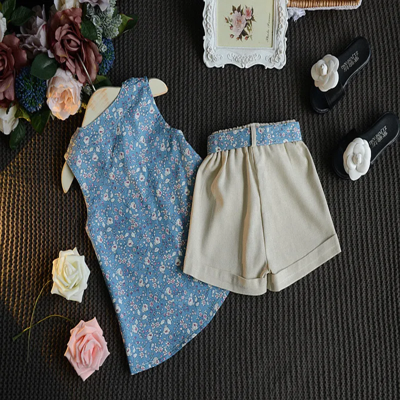 Летняя одежда принцессы для маленьких девочек комплект летней одежды милые топы