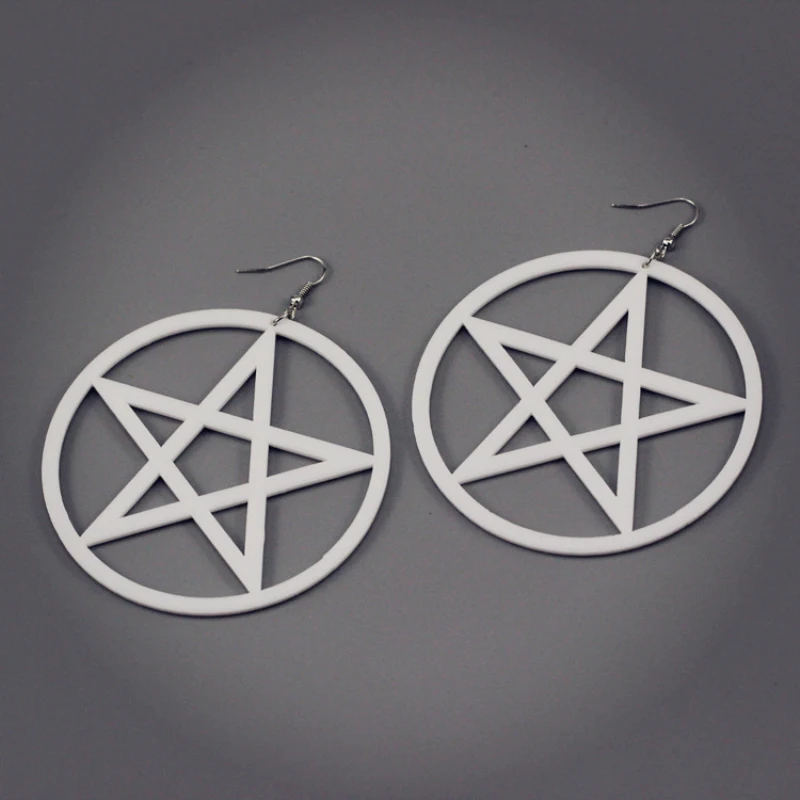 Серьги подвески в виде большой звезды и пентаграммы женские большие акриловые