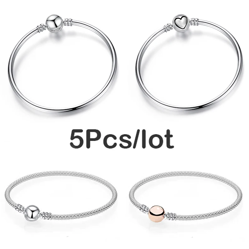 BAOPON 5 шт./партия Pulseira серебряный шарм браслеты и браслеты Femme в форме сердца простая цепочка тонкий браслет и браслет женские ювелирные изделия