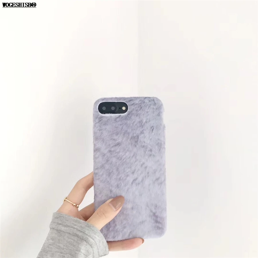 Искусственный Мех животных чехол для iPhone 7 кошка жираф кролик Банни Кони плюшевая повязка для волос Силиконовый ТПУ чехол для iPhone 6 6S 7 8 Plus