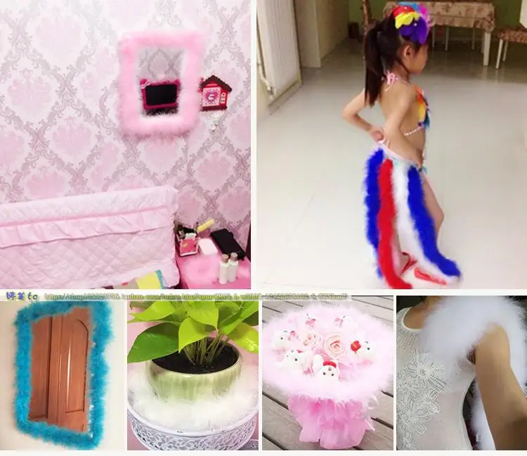 Натуральное перо индейки 4-5 см многоцветная полоска пушистый боа Плюм DIY Свадебная вечеринка одежда украшения Букет поставки 2 метра