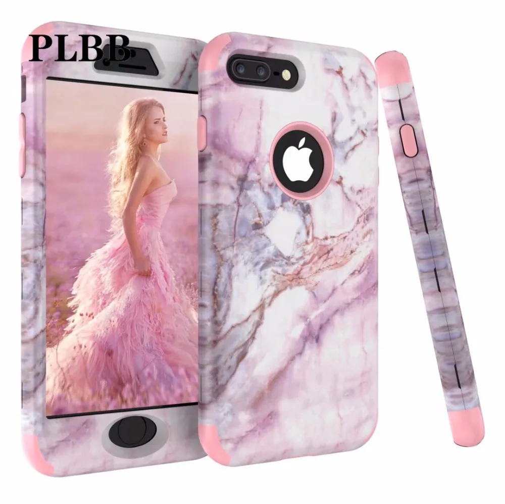 PLBB трехслойный сверхпрочный защитный чехол для телефона для iPhone X, XR, Xs, Max, 6, 6s, 7, 8 Plus, 5, 5S, SE, мягкий+ Гибридный чехол из поликарбоната