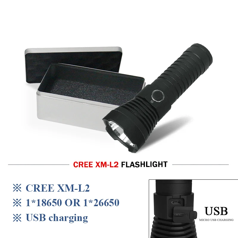 Мощность дисплей usb фонарик 26650 заряда батареи CREE XM L2 светодиодный фонарь вспышка