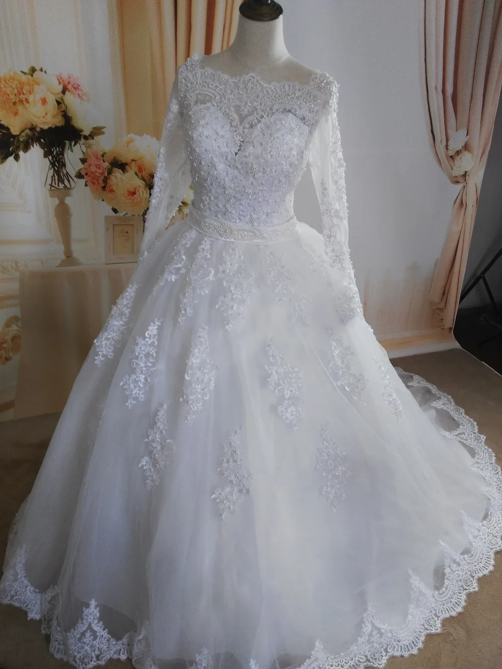 ZJ9131 2021 белое свадебное платье с длинным рукавом бальное Свадебные платья из