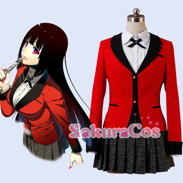 Kakegurui Yumeko Jabami костюм для косплея Хэллоуина пальто + рубашка юбка галстук S
