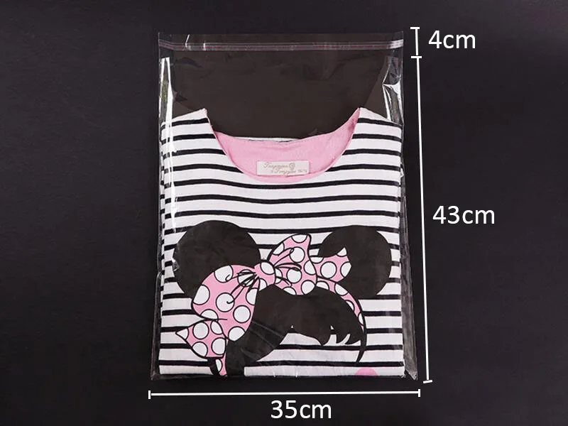 

100Pcs Transparent Self-adhesive Clothes Plastic Packaging Bag, OPP Bag for Apparel Sweater Scarf, 35x47cm