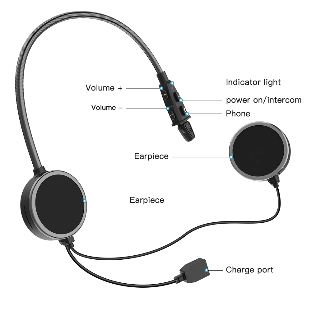 Ejeas E300 Bluetooth 4,2 мотоциклист нашлемная телефонная гарнитура дополнительный разъем для наушников 40 мм Динамик 2 Мобильный для подключения к устройствам