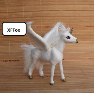 cute real life white wings horse model plastic&furs simulation unicorn doll gift about 14x12x15cm xf1830
