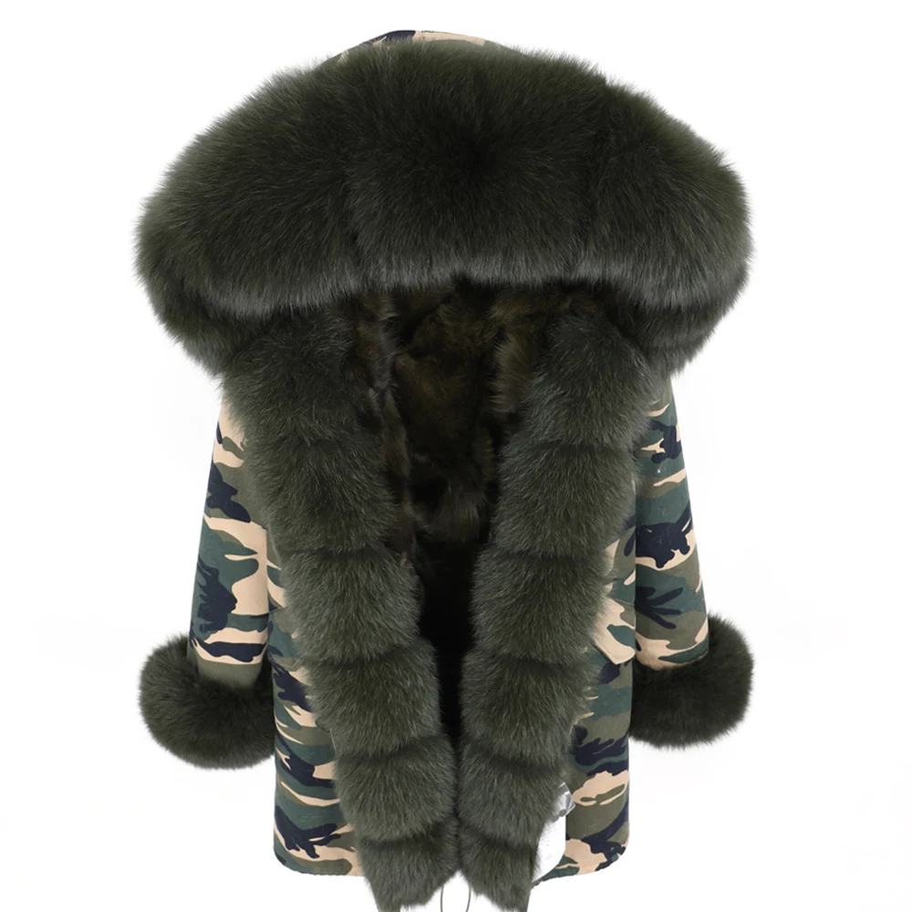 Женская меховая подкладка Maomaokong из лисьего меха парка с меховым воротником |