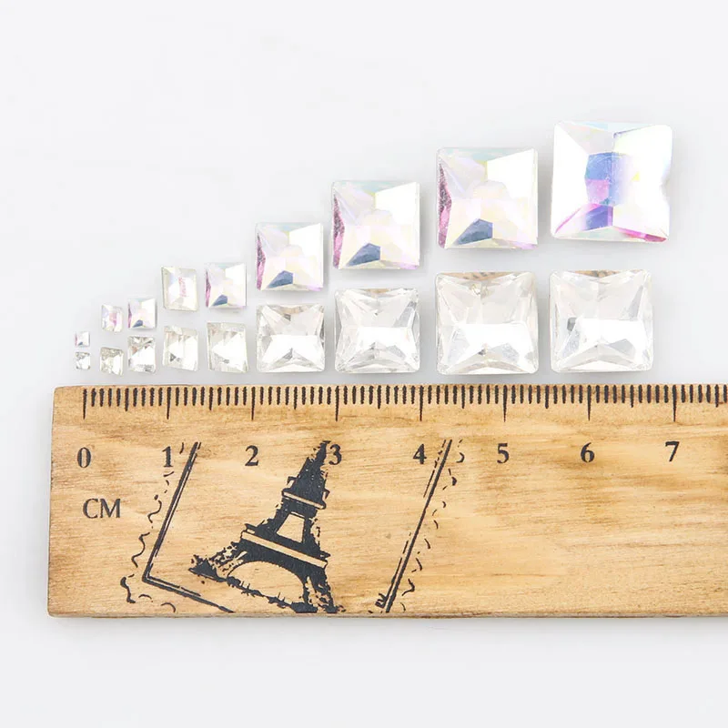 Высококачественный квадратный прозрачный стеклянный стразы принцессы с острыми