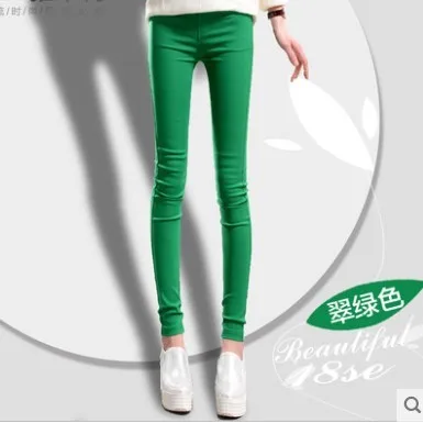 mint green Женские обтягивающие брюки-карандаш, повседневные эластичные брюки размера плюс,, высокое качество, Стрейчевые штаны для бега, женские джеггинсы, джинсы - Цвет: mint green