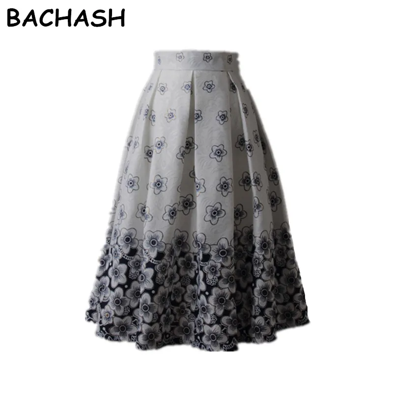 Женская Плиссированная Юбка-миди BACHASH белая Повседневная Уличная юбка с принтом
