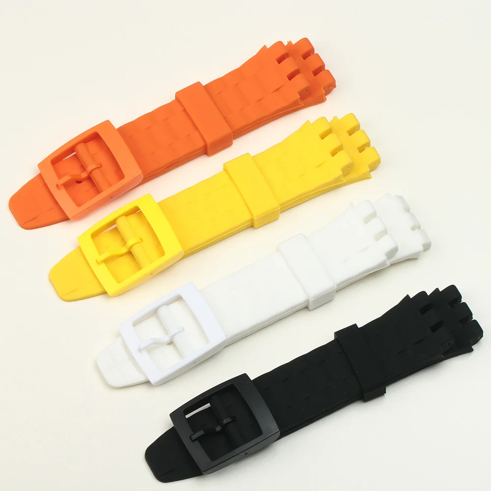 21 мм ремешок для часов аксессуары SWATCH Дайвинг силиконовый резиновый черный белый
