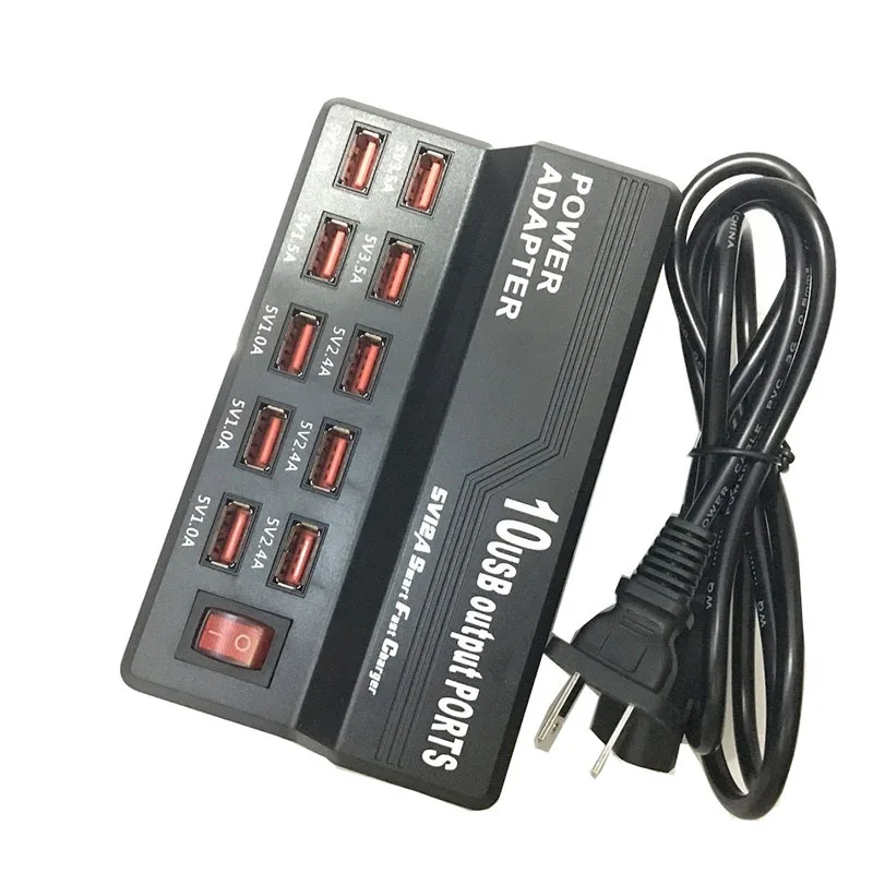 EU Plug 10 портов USB зарядное устройство 3.5A Быстрая зарядка для iPhone iPad Samsung
