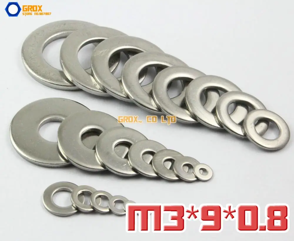 Плоская шайба 200 M3 x 9x0 8 (стандартная) нержавеющая сталь 304 шт.|flat washer|washer flatm3 washers steel