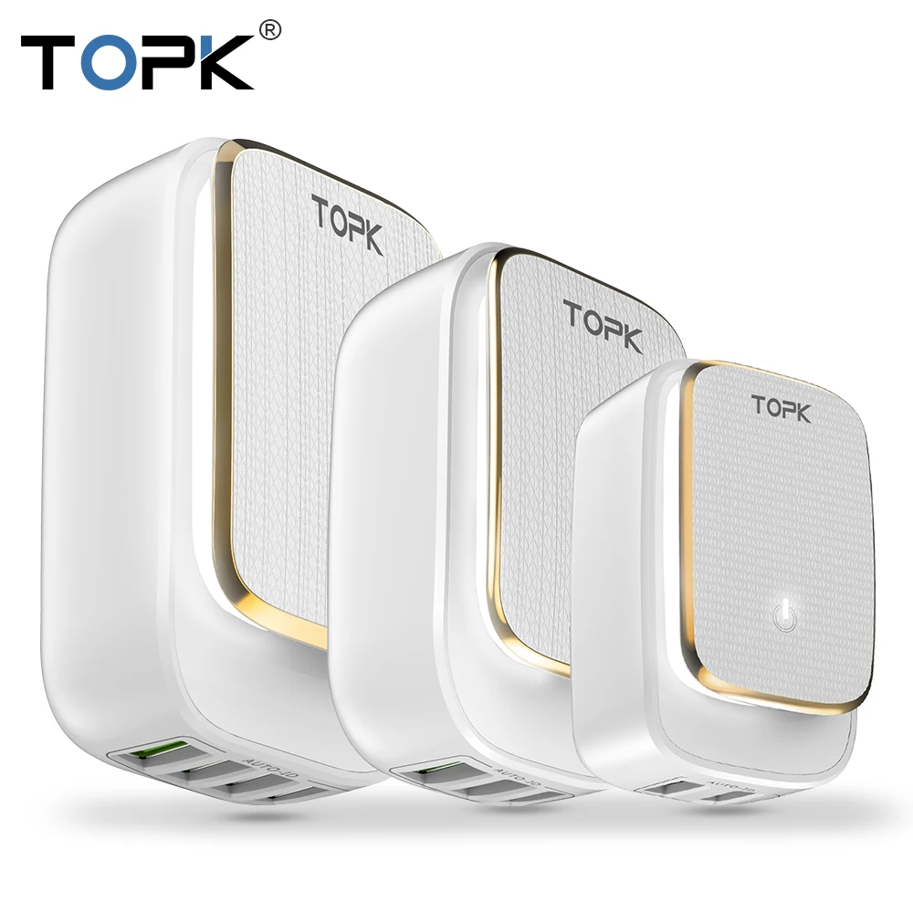 TOPK Светодиодная лампа авто ID мобильного телефона Dual USB Автомобильное зарядное