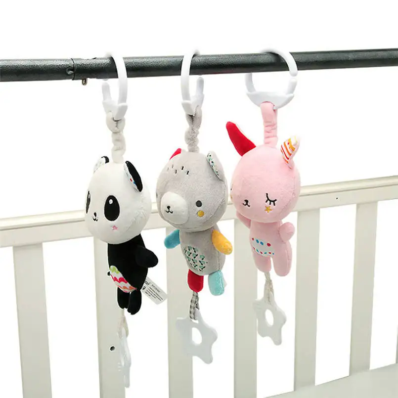 Детские мягкие погремушки с изображением кролика медведя панды кроватки коляска