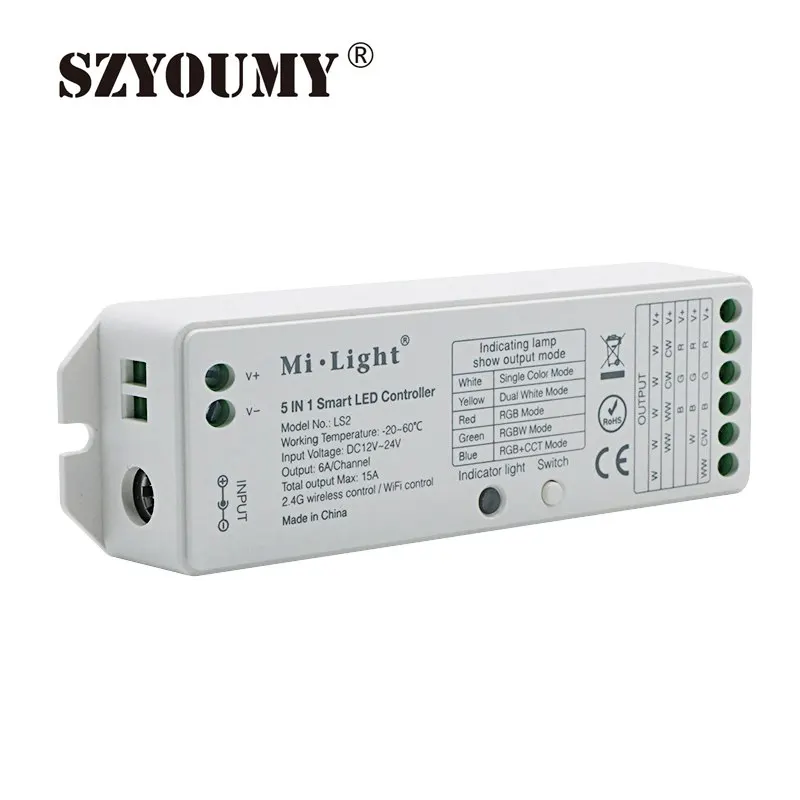 SZYOUMY Mi светильник LS2 5в1 RF 2 4G RGBW RGB + CCT RGBWW светодиодный диммер WiFI WLAN Приложение 20 шт.