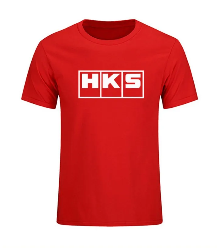 Летние фирменные футболки HKS для мужчин хлопковые однотонные с коротким рукавом