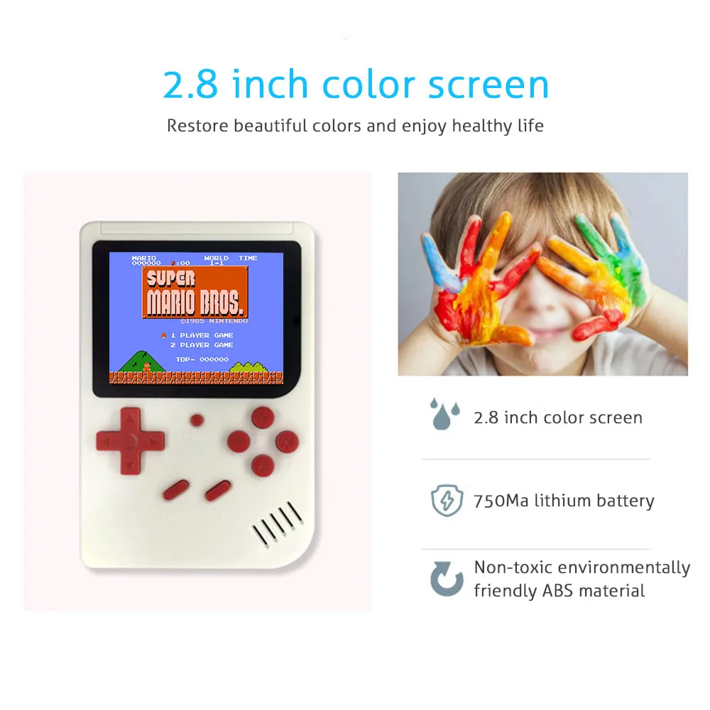 2 8 дюймов Ретро игровая консоль бит портативные мини игровые плееры встроенные 500