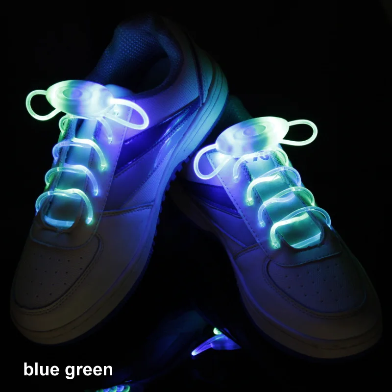 blue green Светящиеся вечерние шнурки для обуви, светлые шнурки, аксессуары для праздничных праздников, светодиодный шнурок для обуви, многоцветные домашние светящиеся шнурки - Цвет: blue green
