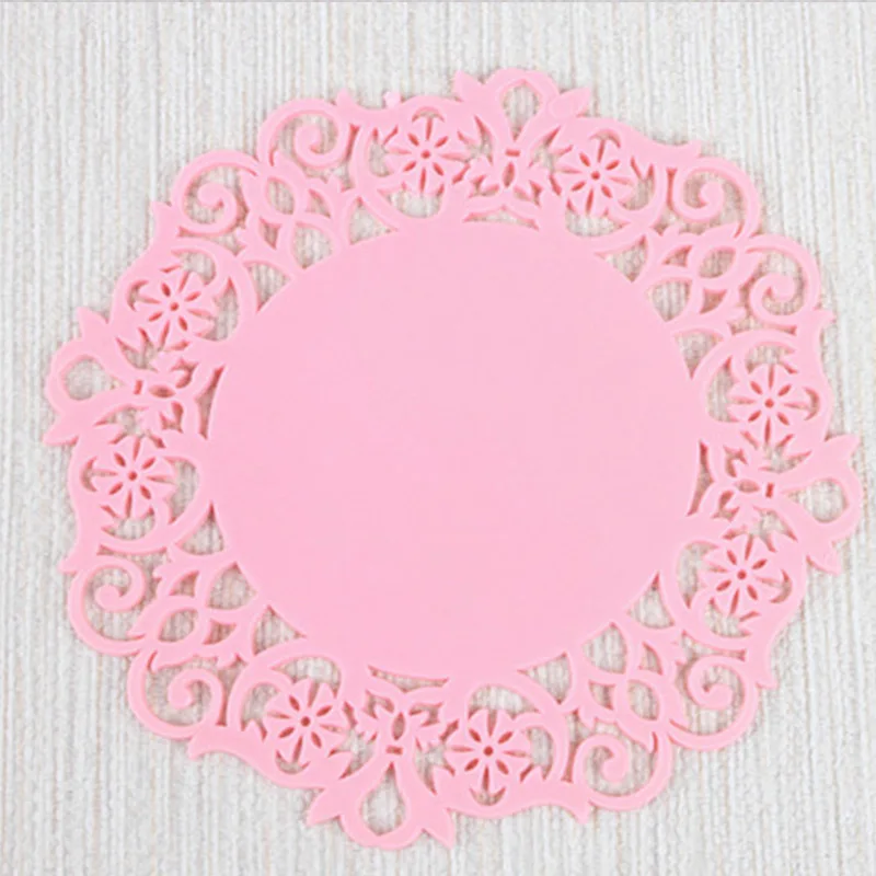 1000 шт./лот Круглый Силиконовый стол с кружевным цветком термостойкая чашка