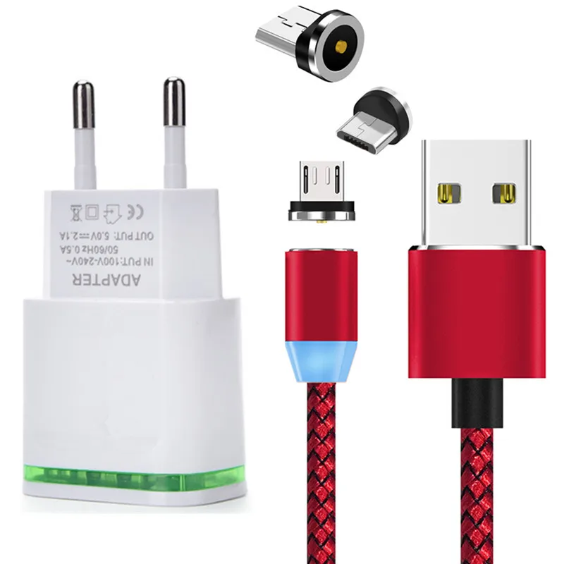 Магнитный кабель и светодиодная настенная зарядка Micro usb провод для Samsung S4 S7 edge J4 J7
