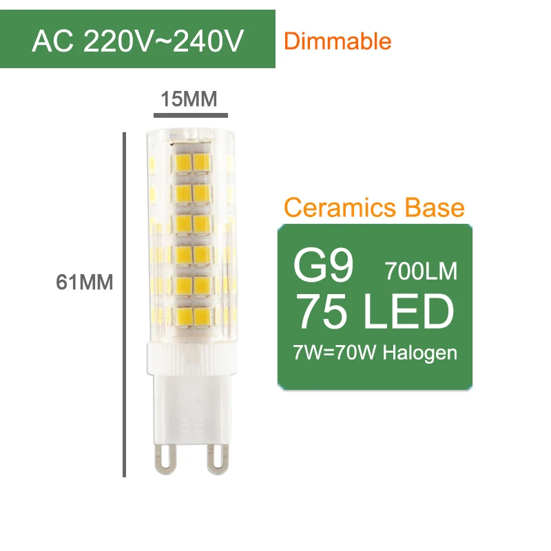 G9 75LEDs Dimmable Kaguyahime затемнения светодиодный G4 G9 E14 лампа керамические лампочки DC 12V AC 220V 3W 6W 9W COB G9 светодиодный G4 для сменная галогенн - Испускаемый цвет: G9 75LEDs Dimmable