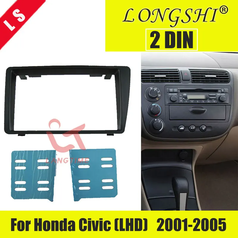 Автомагнитола 2DIN с рамой для Honda Civic 2001 2005 (LHD) комплект автостерео панелью чехлы
