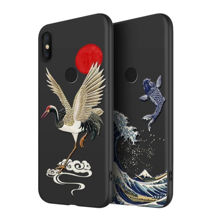 Противоударный силиконовый чехол для телефона Xiaomi Redmi Note 7 Pro Note7 Global cover с большим тисненым волном карпа 3D рельефный чехол